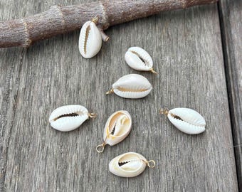 Stone, pearl, shell charm, single-loop pendants