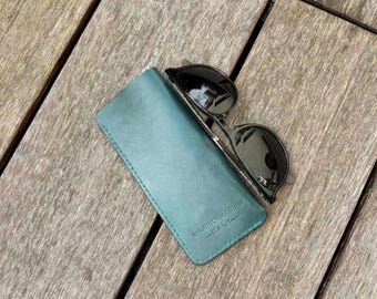 Leather Glasses Case, Personalized Sunglasses Sleeve, Minimalist Full Grain Leather, Gift for Her Him