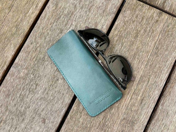 Leather Glasses Case, Personalized Sunglasses Sleeve, Minimalist Full Grain Leather, Gift for Her Him