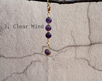Planner Charm, Choose Your Stone, Amethyst Turquoise Pearl Cowry Shell Journal Charm, Natural Gemstone Bookmark Clip, Handmade Gift