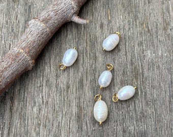 Stone, pearl, shell charm, single-loop pendants