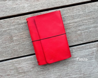 Trifold Leather Journal Cover, Refillable Notebook, Personalized Travelers Journal, A5 A6 Gift