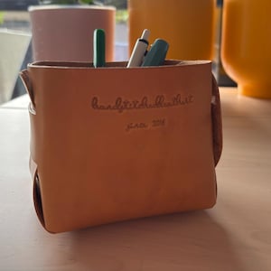 Leren doos voor pennen en penselen