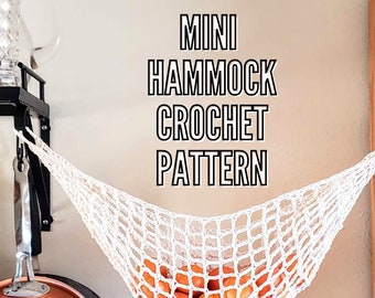 Hanging Mini Hammock - Fruit - Stuffed Animals- Kitchen Basket Crochet Pattern Eco Friendly - Low Waste