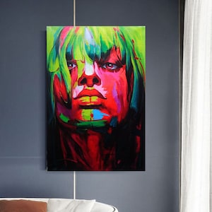 Portrait Art Paintings,Woman Fashion Face Acrylic Painting on Canvas,Pop Art Girl, Custom Pop Art,Portrait from photo,Personalize Gift