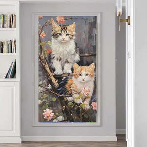 Cat Oil Painting on Canvas, Pet Wall Art,Large Wall Art,Contemporary Painting,Wall Art,Custom Painting Wall Decor Living Room