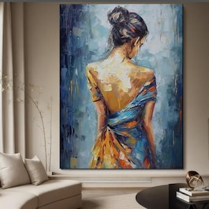 Woman Painting,Original Art,Portrait Woman Art,Colorful Female Figure Painting,Girl Painting Texture Wall Art,Oil figurative Painting