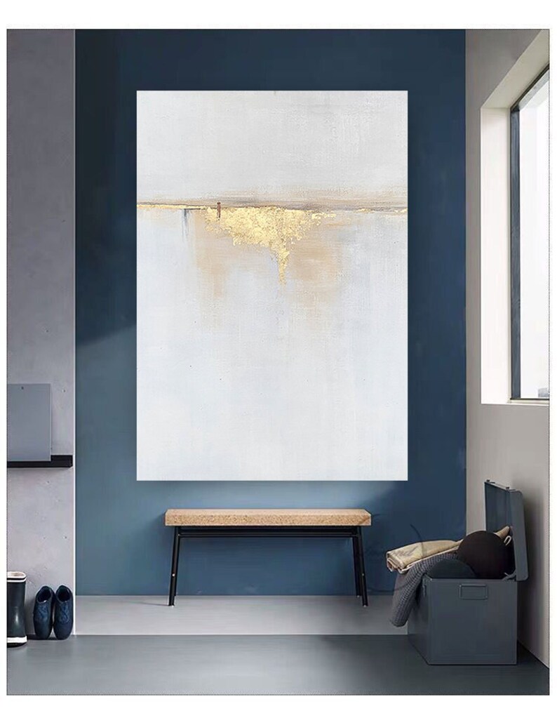 Grey and Gold Abstract Paintings on Canvas Sunrise Landscape Etsy