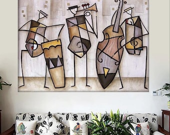 Handmade Oil Painting Canvas Wall Art Decoration,Famous Picasso Abstract Figure,Home Decor Music Concern