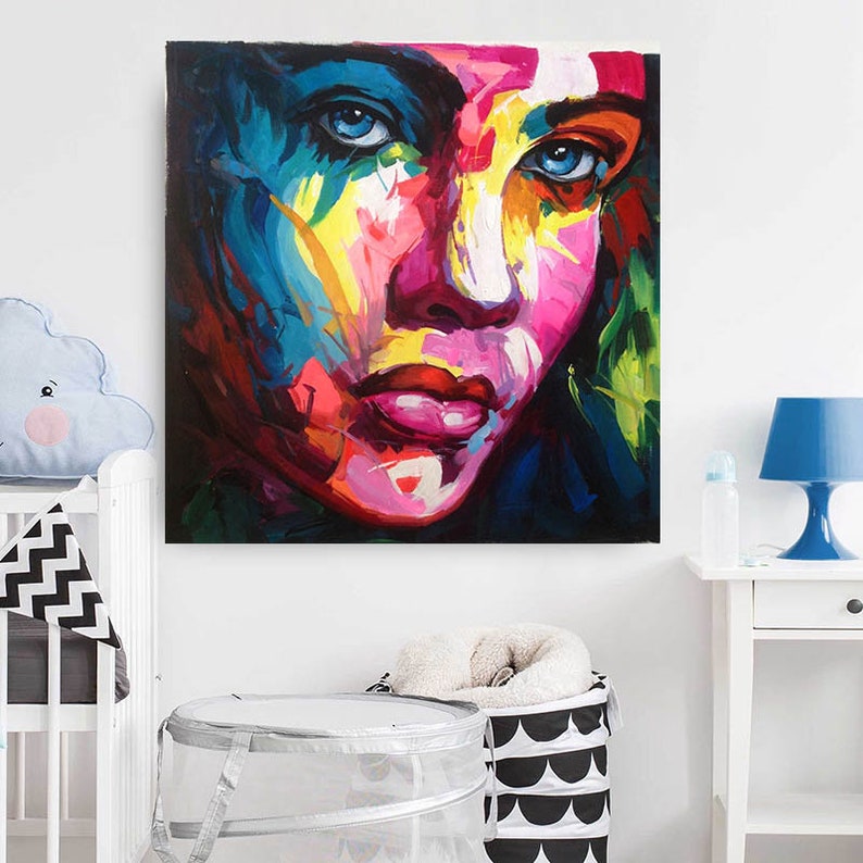 Hand Painted Urbant Art Pop Art Paintings,woman Face,lady Portrait