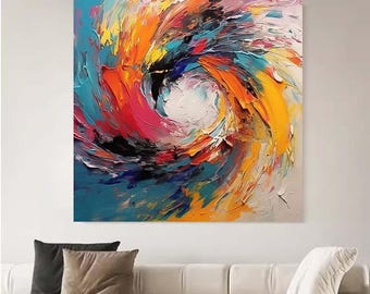 Textured Abstract Oil Painting: Modern 3D Floral Wall Art