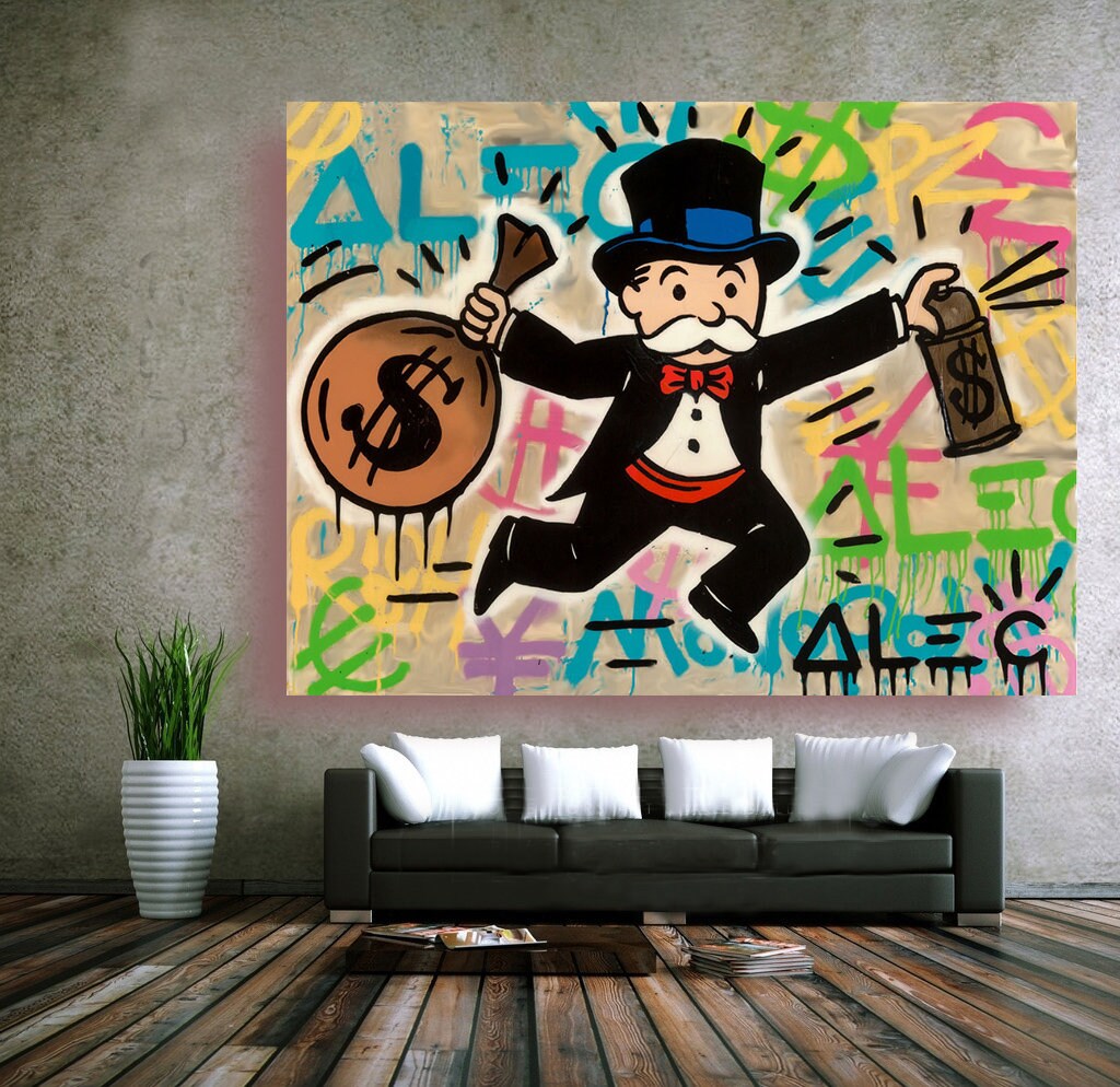 Alec Monopoly Graffiti Oil Painting on Canvas Urban Art - Etsy