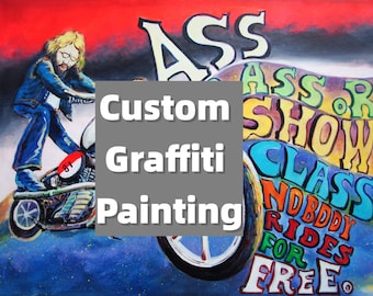 Custom Graffiti Canvas Painting,Hand Painted Wall Art,Personalized Pop Art,Vintage Home Decor Gift,Portrait From Photo Made to Order