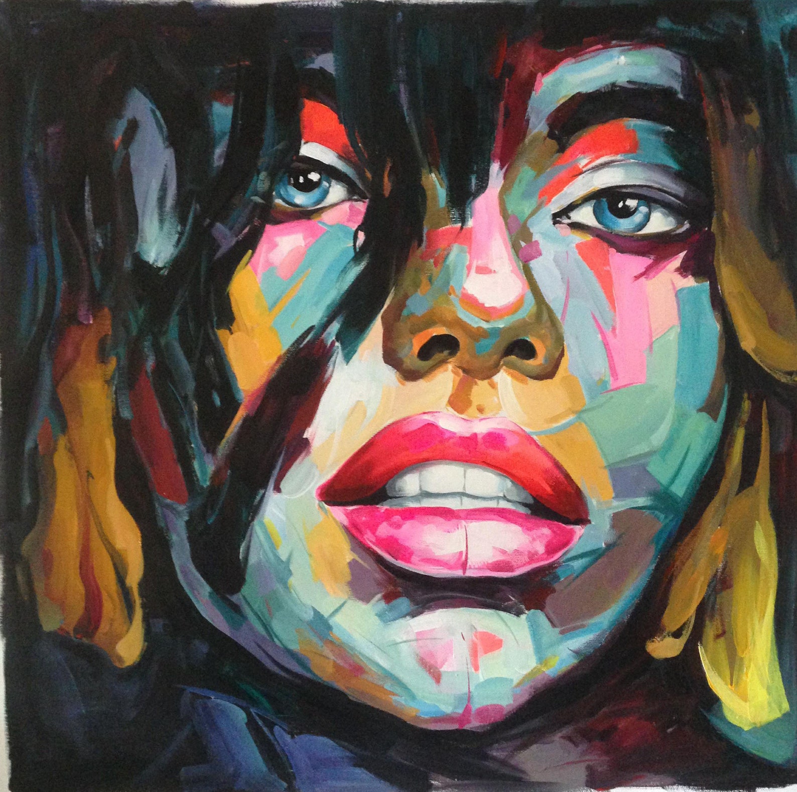 Pop Art Custom Portret van Foto Hand Painted Woman Portrait Etsy