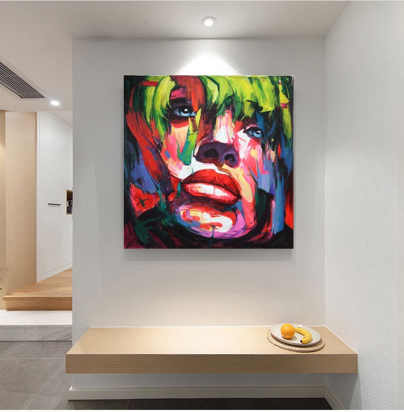 Pop Art Hand Painted Woman Portrait Oil Painting On Canvas Etsy