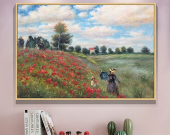 モネのポピー畑の油絵複製、印象派風景画 - Etsy 日本
