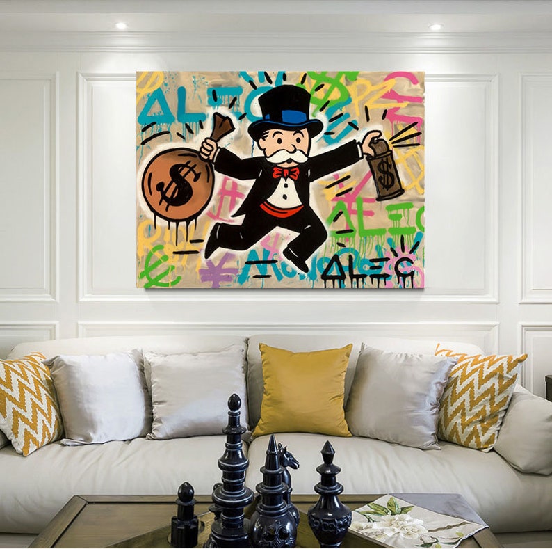 Alec Monopoly Graffiti Oil Painting on Canvas Urban Art - Etsy