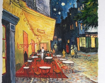 Ręcznie malowana reprodukcja obrazu olejnego Van Gogha „Taras kawiarni w nocy”