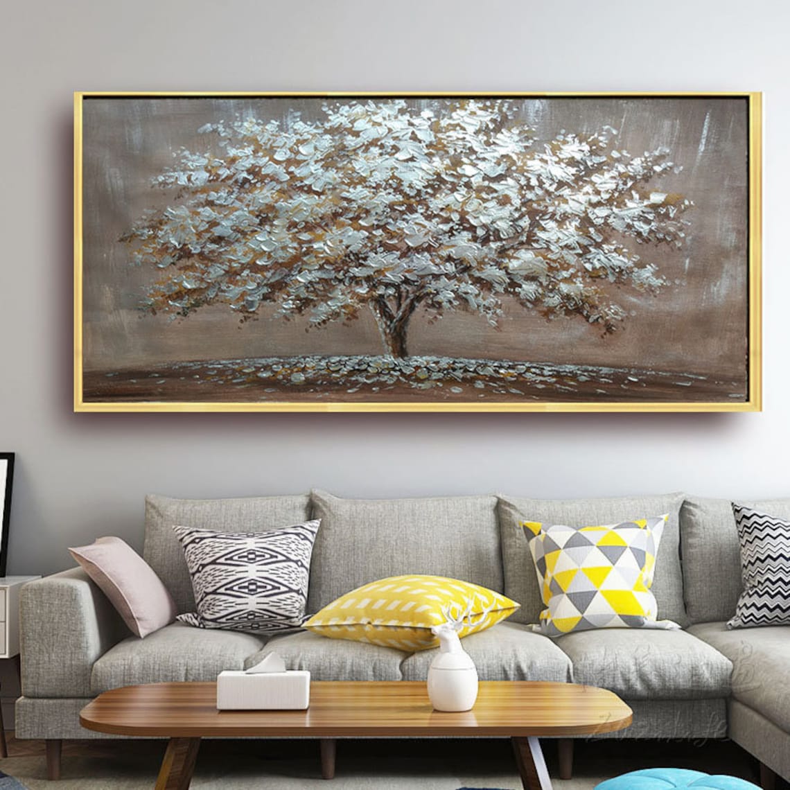 Original Textured Large Oil Painting on Canvassilver Tree Etsy UK