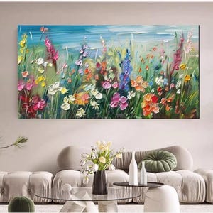 Original Colorful Floral Oil Painting On Canvas, Large Wall Art, Abstract 3d Flower Art,Boho Wall Décor,Modern Luxury Living Room Wall Decor