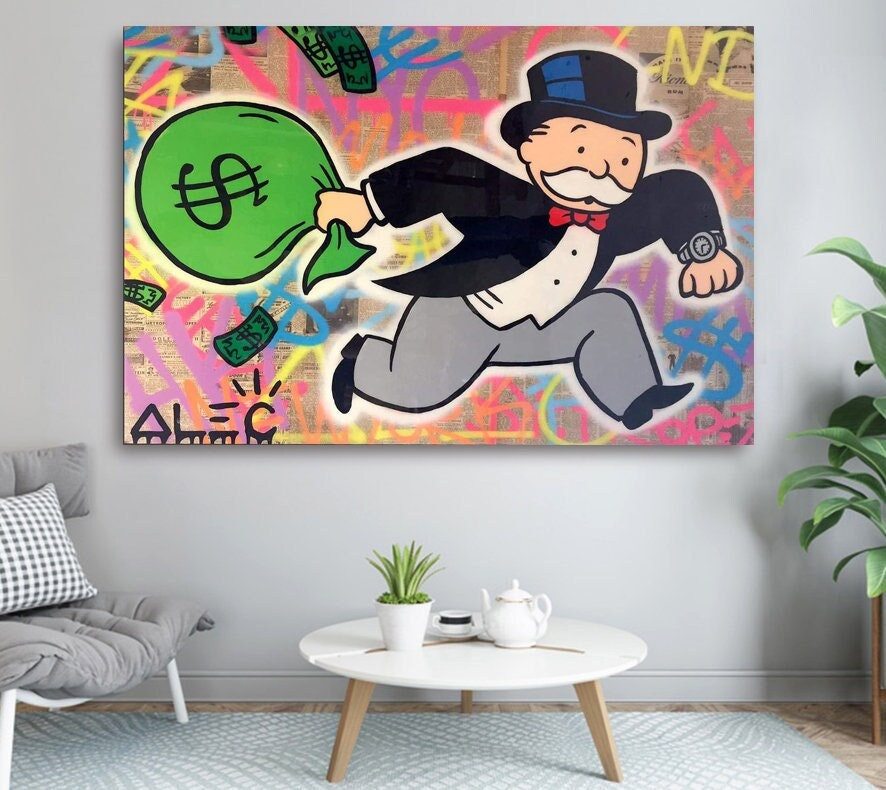 Hand Painted Alec Monopoly Graffiti Oil Painting on Canvas - Etsy
