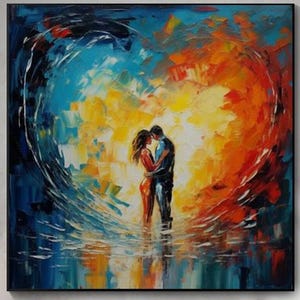 Romantic Couple Oil Painting on Canvas: Modern Wall Art - Etsy
