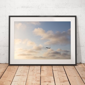 World Traveler Abstract Art, Flying Into the Clouds, Airplane Takes Off, Peaceful Sky Photograph, Printable Wall Art, Digital Download
