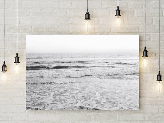 Black White Beach Photography Clean Aesthetic Ocean Photo Etsy