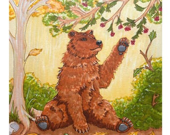 Bear & Berries Wall Art Print