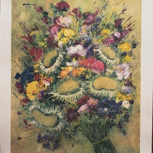 Luciano PASQUINI color lithograph Vase of Flowers 50x40 signed and numbered