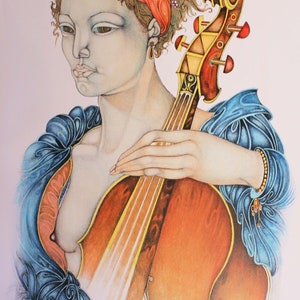 Giuliano Pini lithograph 1984 Musician 70x50 signed numbered