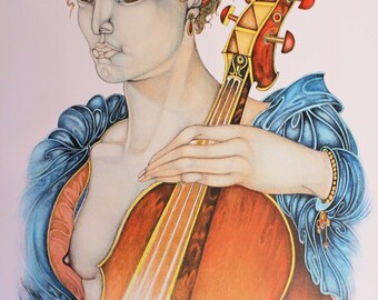 Giuliano Pini Lithographie 1984 Musiker 70x50 signiert nummeriert
