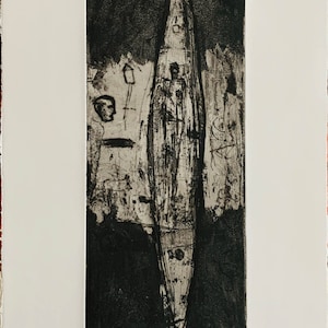 Alban Allegro etching Le Bateau Ivre&#39; 70x40 signed numbered 29/50