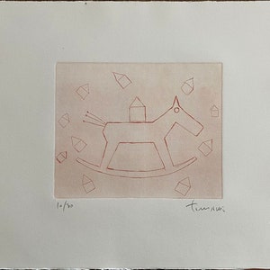 Giuliano Tomaino etching &quot;Italo&quot; horse 48x38 signed numbered Erre edition 2023
