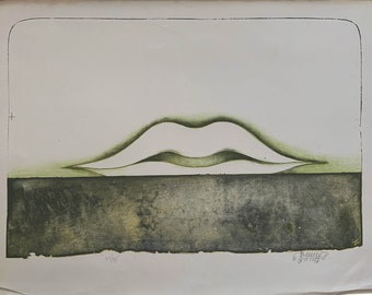 Bruno Bruni-Lithographie mit Horizontstrich 60x45, signiert nummeriert „68“.