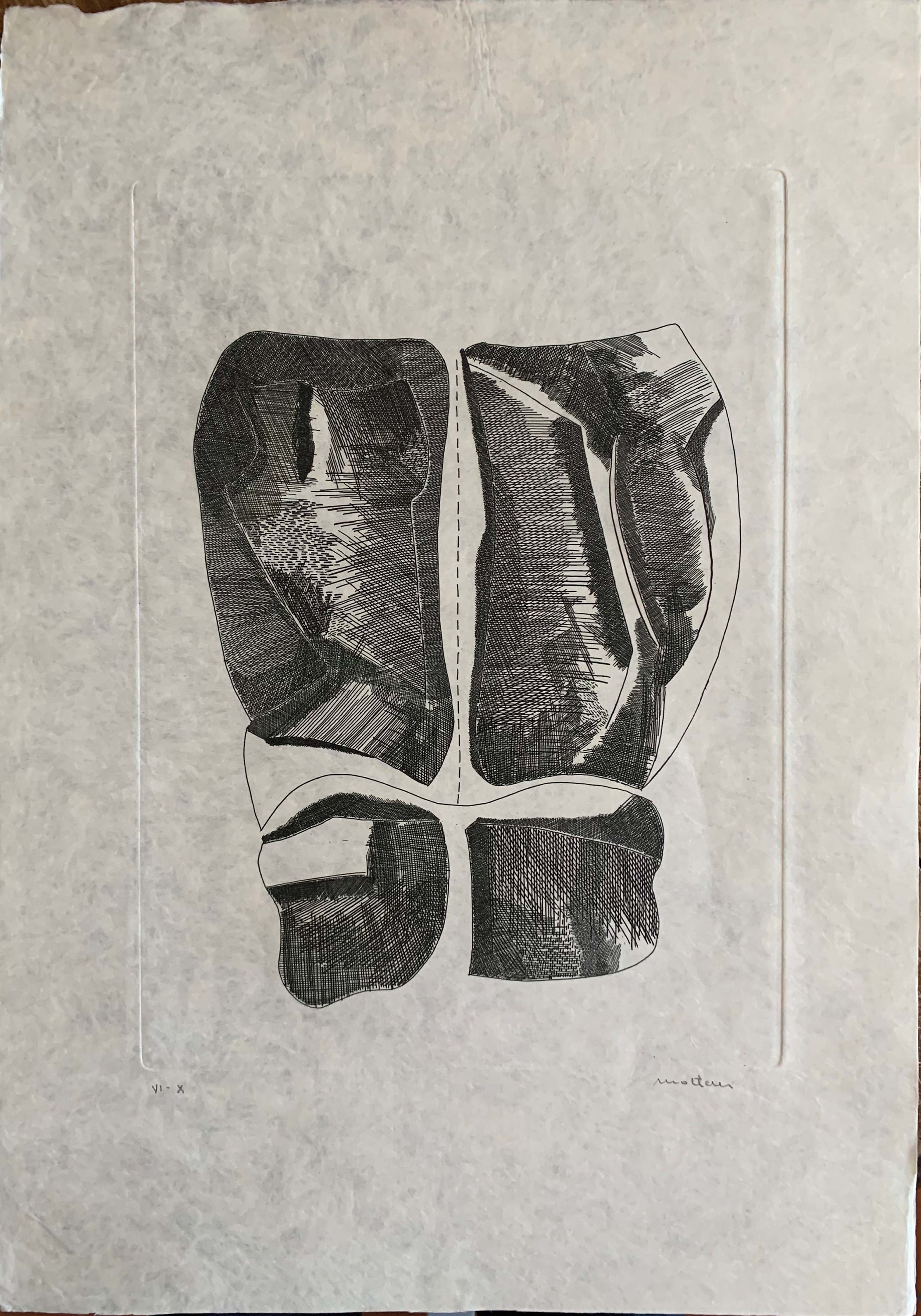 Mario Molteni Radierung Hommage an Pablo Neruda I 1973 50x35 signiert nummeriert