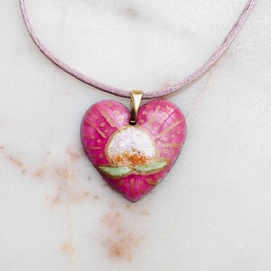 Heart Peach Enamel Pendant Necklace