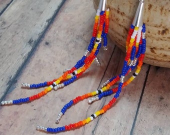 Fireworks seed bead dangle earrings