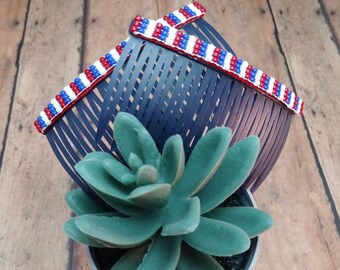 Patriotic beaded hair combs (pair)
