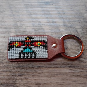 Native inspired thunderbird leather keychains