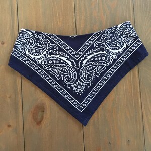 Navy blue, Bandana style bibs for special need population, pets, babies, Bibdana®, Blue Bandana, Paisley print, Drool bibs,