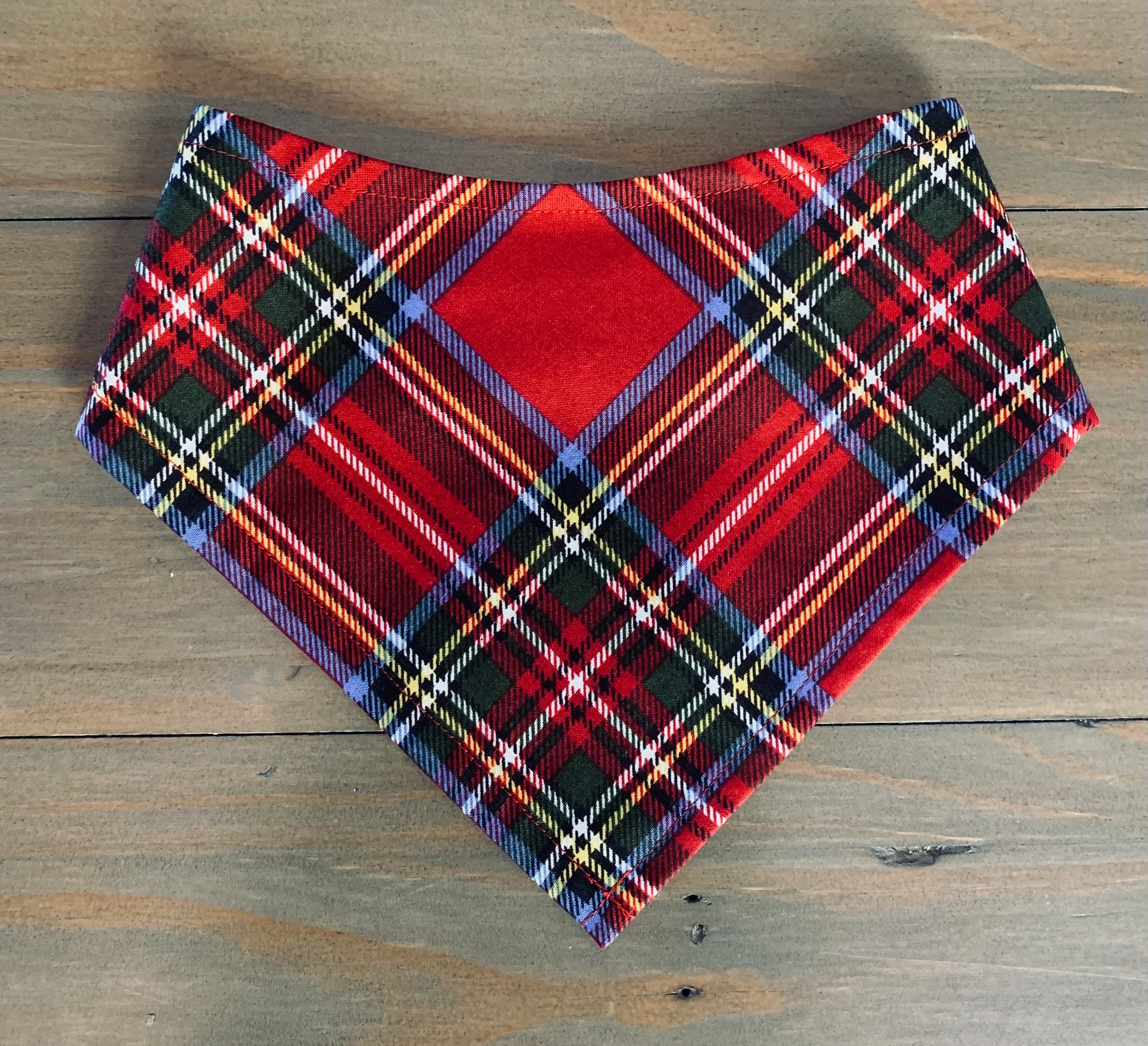 Red Tartan Bibdana, Cotton Blend Bib for Baby, Pet, Adult