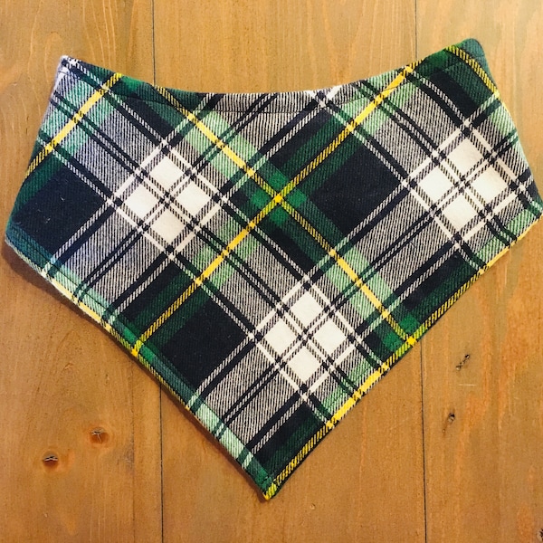 Only a few left!! BIBDANA®, Drool bibs, Flannel, Blue, Green, white& yellow line plaid, Bandana style bibs, For babies, pets, special need,