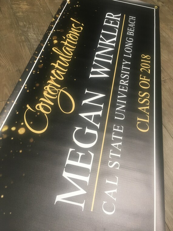 Custom Vinyl Graduation Banner 5 Feet X 2 Feet With Grommets Etsy