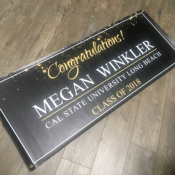 Custom Vinyl Graduation Banner 5 Feet X 2 Feet With Grommets Etsy