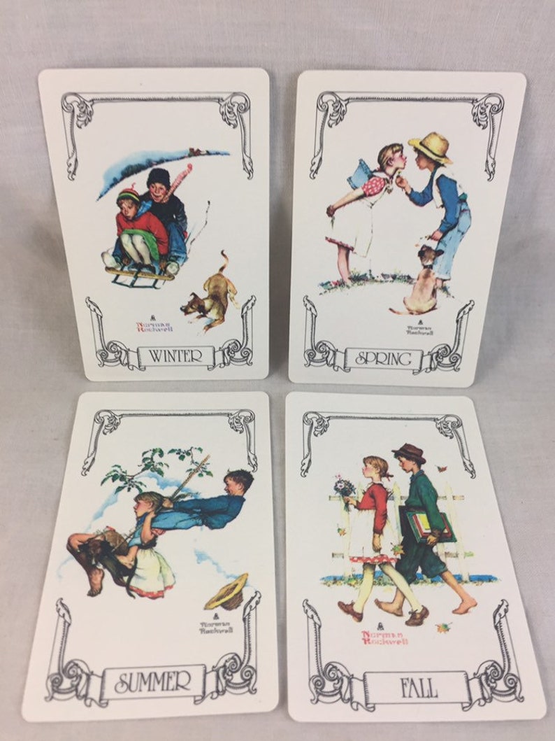 Vintage Norman Rockwell Four Seasons Playing Cards Set of