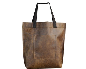 Brown Leather Tote Bag - Brown Leather Bag - Large Brown Tote - Brown Leather Travel Bag - Leather Market Bag - Large Shopper Bag