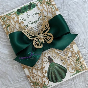 Really beautiful butterfly emerald green invitation/Quinceañeras/Sweet16/Birthdays/Baby Showers/Weddings