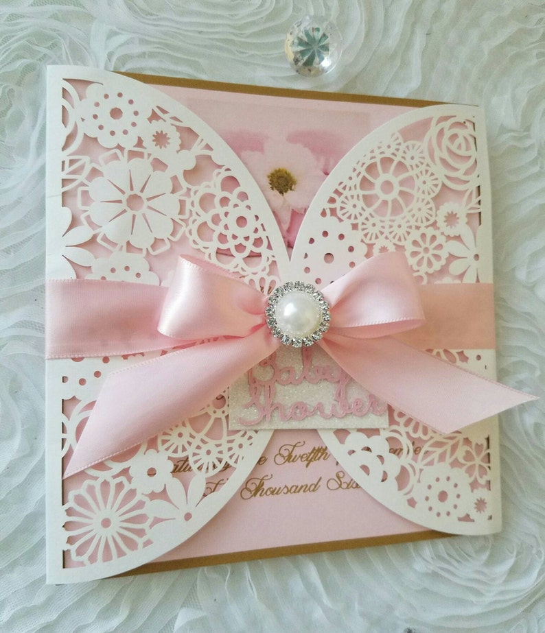 50 Beautiful laser cut baby shower invitation/baby/bebe/girl | Etsy
