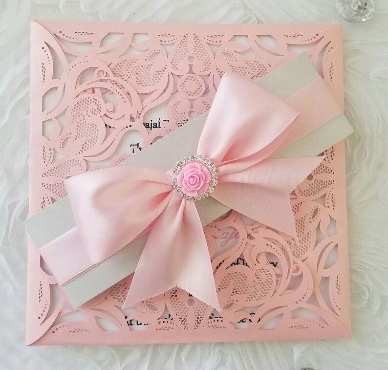 Pink Laser Cut Invitation Etsy